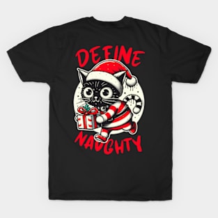 Define Naughty - Funny Naughty Cat Christmas T-Shirt